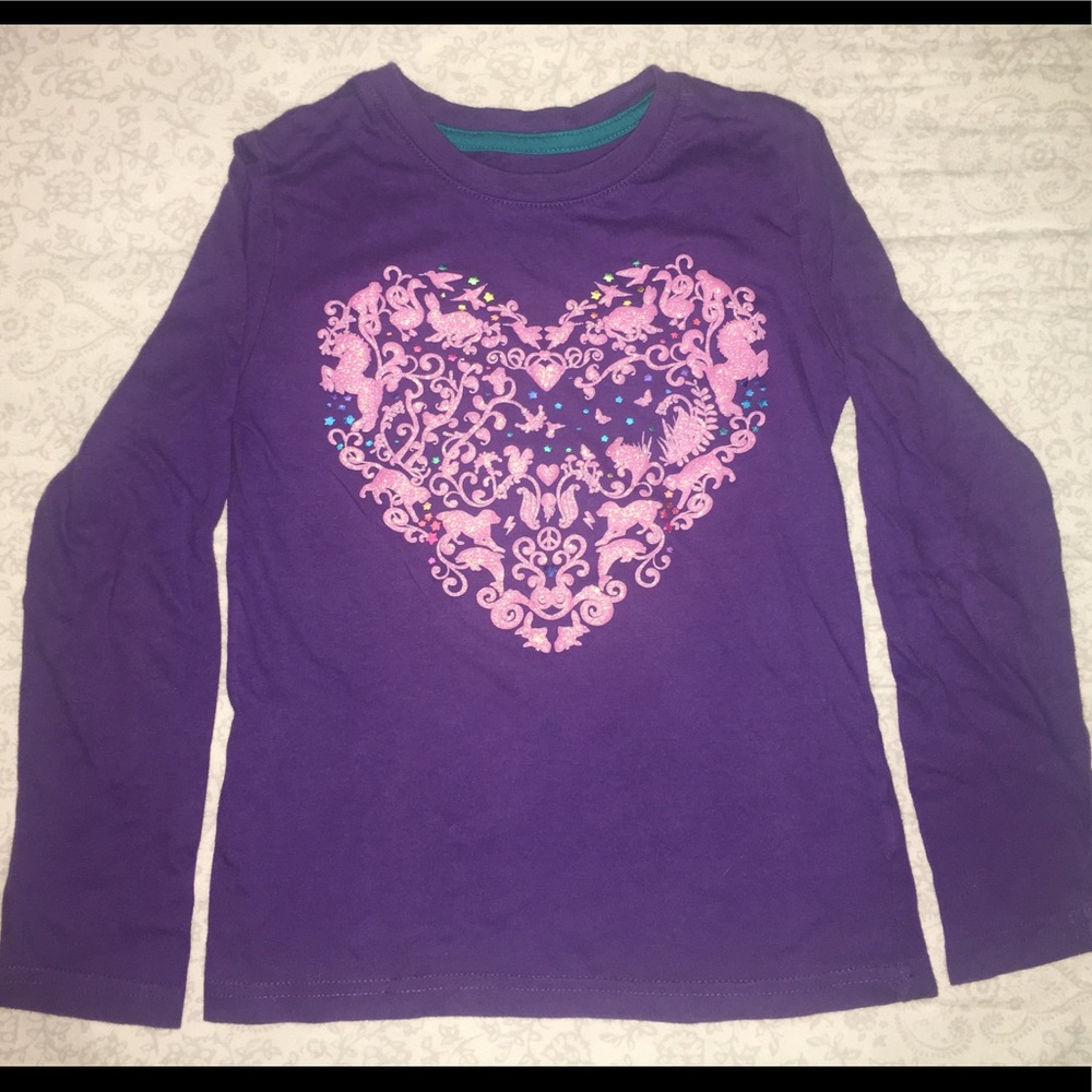 Girls heart shape animals long sleeve shirt